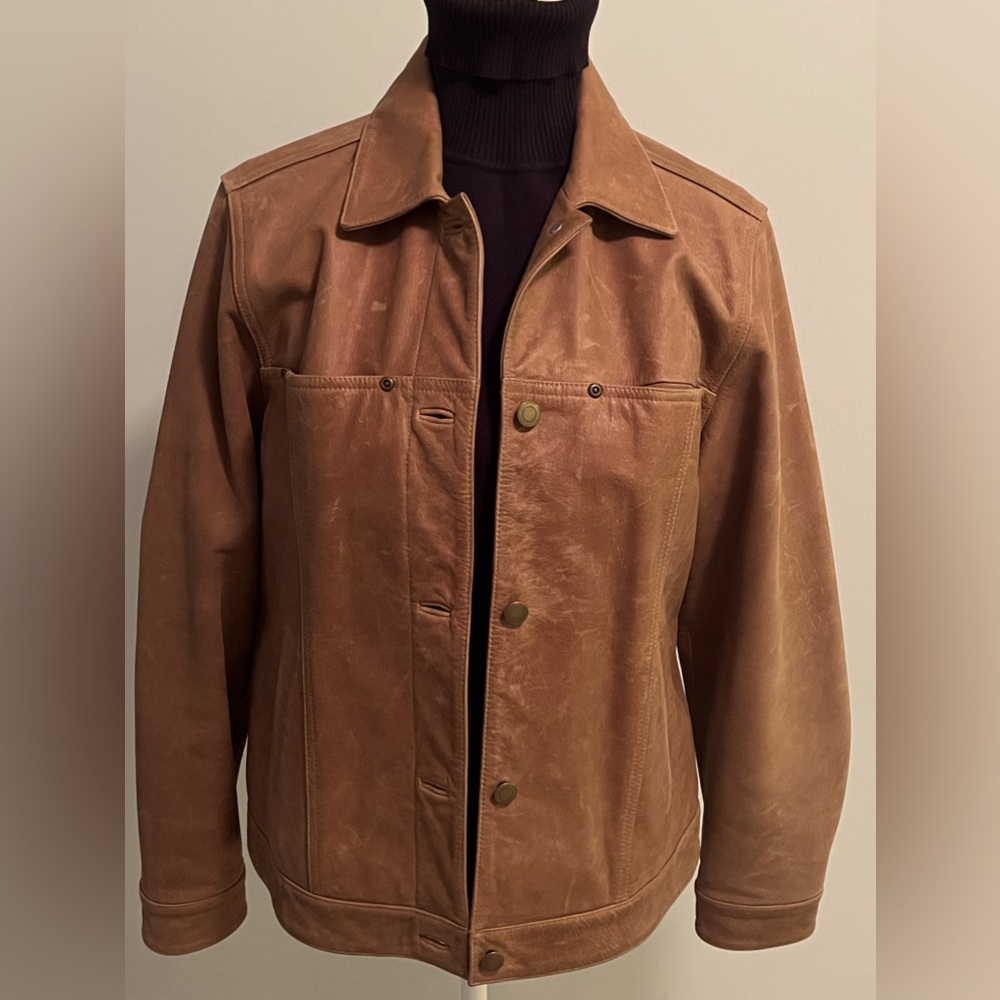 Talbots medium brown, 100% high quality fine leather jacket.